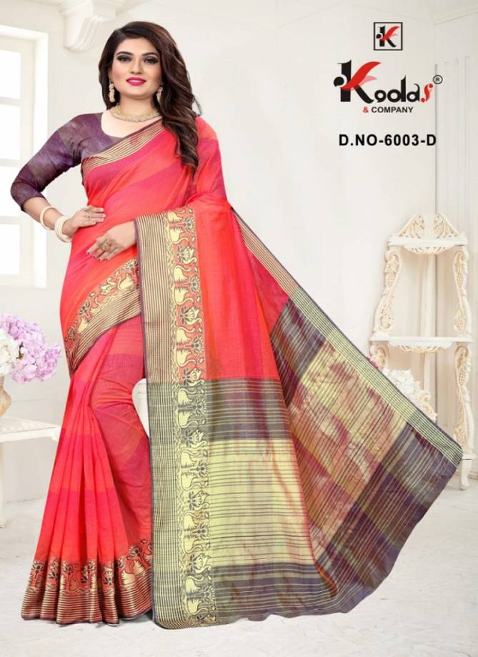 Vatika  6003 Latest Fancy Cotton Casual Wear Designer Saree Collection